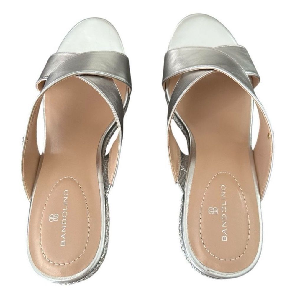 Bandolino Kammie 3 Silver Metallic Espadrille Wedge Sandals Size 11 NWB - Picture 8 of 13
